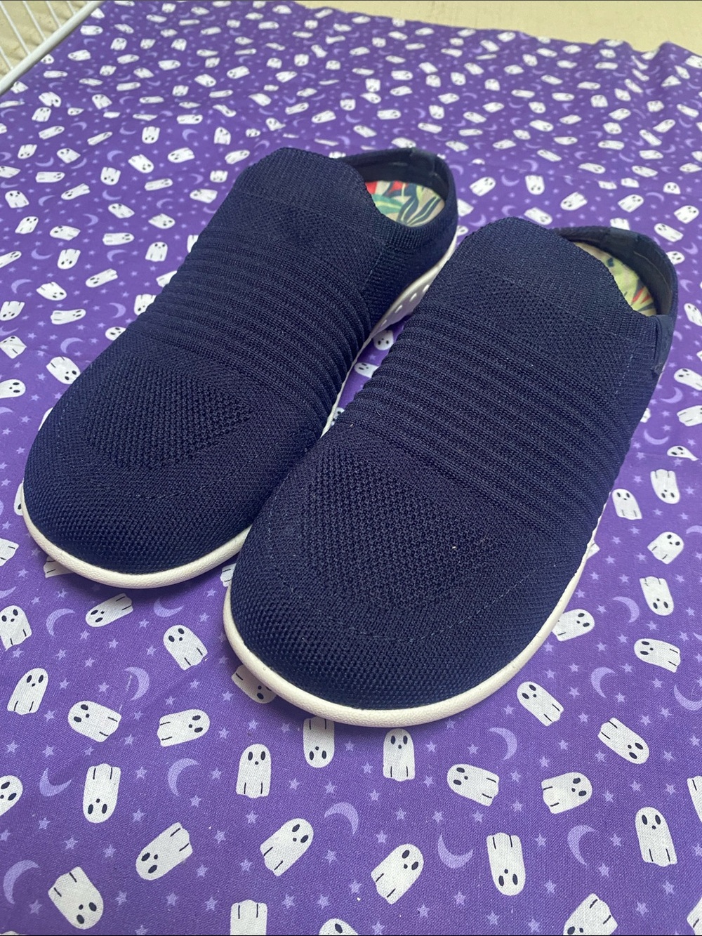 Slip-On Knit Clogs in Dark Blue